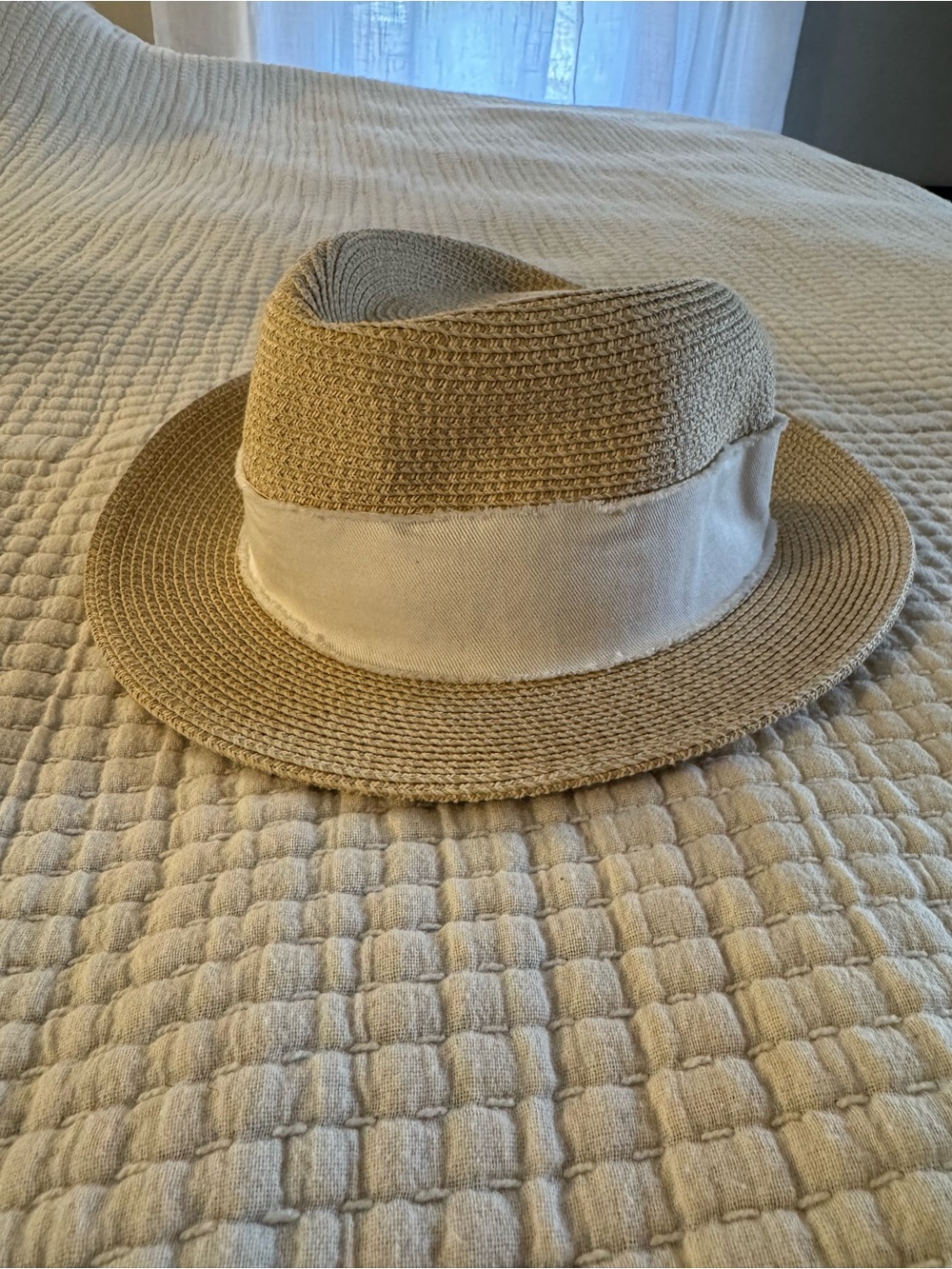 Hat attack Straw Fedora with Cream Band